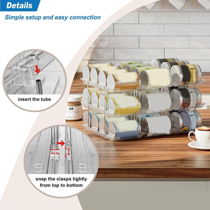 Can Storage Organiser for Pantry ,Adjustable Height and Width Canned Goods Organiser, Soup Can Organiser Holds up to 36 Cans Food Dispenser Holder for Fridge,Kitchen Cabinet , 3 Tier(3 * 3)