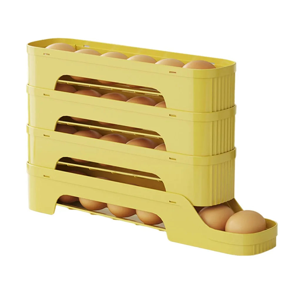 Durable Slide Organizer Automatic Egg Roller Large Capacity Space Saving Refrigerator Egg Storage Box Egg Organiser Kitchen