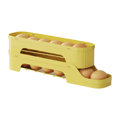 Durable Slide Organizer Automatic Egg Roller Large Capacity Space Saving Refrigerator Egg Storage Box Egg Organiser Kitchen