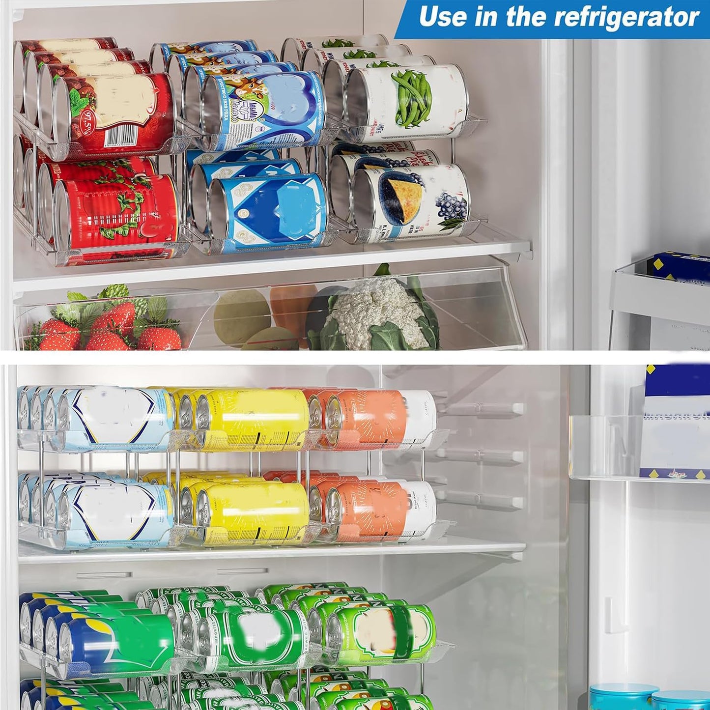 Can Storage Organiser for Pantry ,Adjustable Height and Width Canned Goods Organiser, Soup Can Organiser Holds up to 36 Cans Food Dispenser Holder for Fridge,Kitchen Cabinet , 3 Tier(3 * 3)