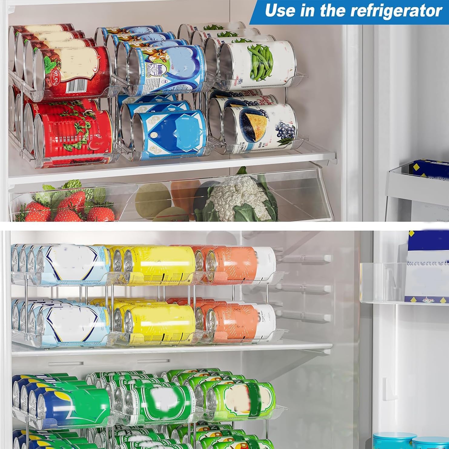 Can Storage Organiser for Pantry ,Adjustable Height and Width Canned Goods Organiser, Soup Can Organiser Holds up to 36 Cans Food Dispenser Holder for Fridge,Kitchen Cabinet , 3 Tier(3 * 3)