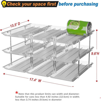 Can Storage Organiser for Pantry ,Adjustable Height and Width Canned Goods Organiser, Soup Can Organiser Holds up to 36 Cans Food Dispenser Holder for Fridge,Kitchen Cabinet , 3 Tier(3 * 3)