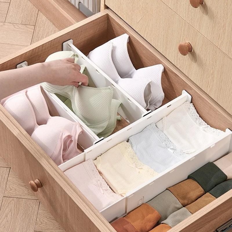 4/2Pcs Set Drawer Storage Partition Board Wardrobe Underwear Socks Cosmetic Sorting Storage Built in Drawer Board Scalable