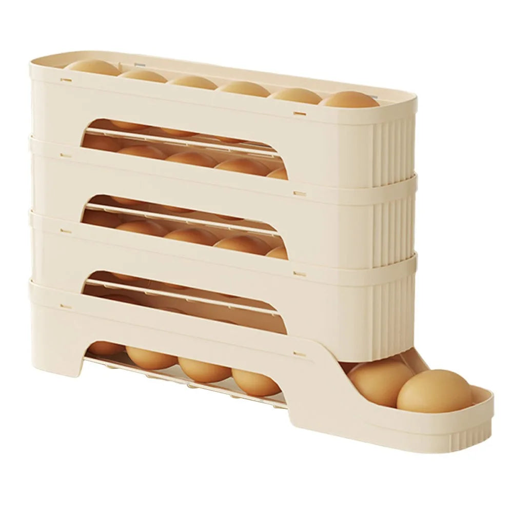 Durable Slide Organizer Automatic Egg Roller Large Capacity Space Saving Refrigerator Egg Storage Box Egg Organiser Kitchen