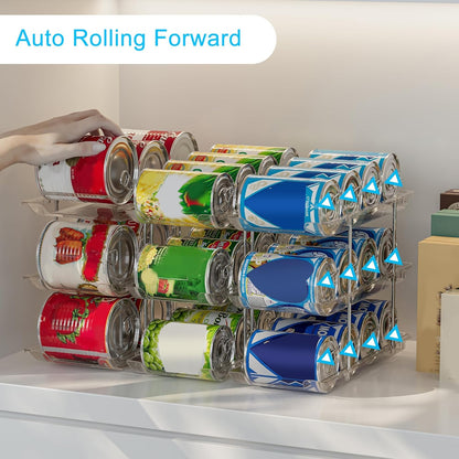 Can Storage Organiser for Pantry ,Adjustable Height and Width Canned Goods Organiser, Soup Can Organiser Holds up to 36 Cans Food Dispenser Holder for Fridge,Kitchen Cabinet , 3 Tier(3 * 3)
