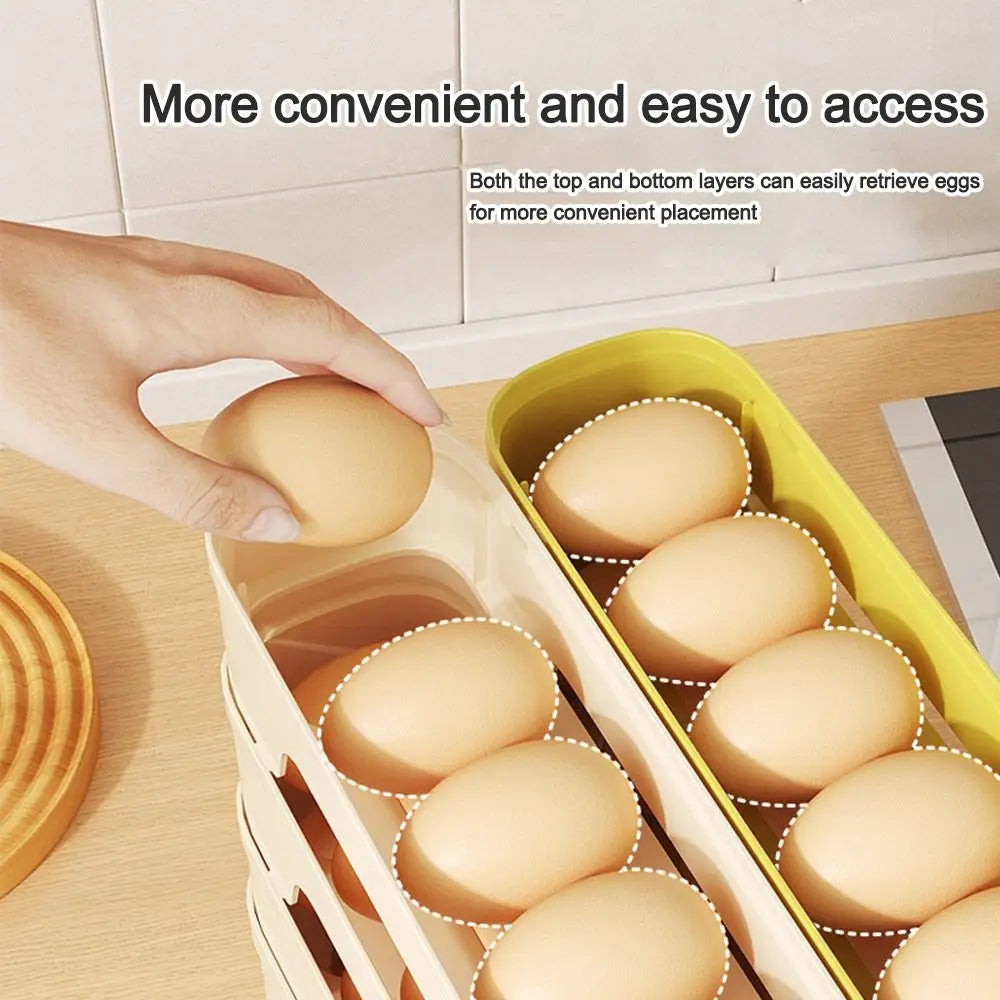 Durable Slide Organizer Automatic Egg Roller Large Capacity Space Saving Refrigerator Egg Storage Box Egg Organiser Kitchen
