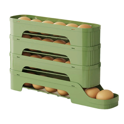 Durable Slide Organizer Automatic Egg Roller Large Capacity Space Saving Refrigerator Egg Storage Box Egg Organiser Kitchen