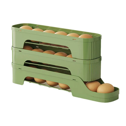 Durable Slide Organizer Automatic Egg Roller Large Capacity Space Saving Refrigerator Egg Storage Box Egg Organiser Kitchen