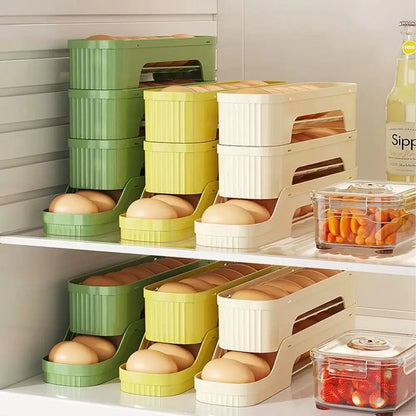 Durable Slide Organizer Automatic Egg Roller Large Capacity Space Saving Refrigerator Egg Storage Box Egg Organiser Kitchen
