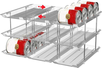 Can Storage Organiser for Pantry ,Adjustable Height and Width Canned Goods Organiser, Soup Can Organiser Holds up to 36 Cans Food Dispenser Holder for Fridge,Kitchen Cabinet , 3 Tier(3 * 3)