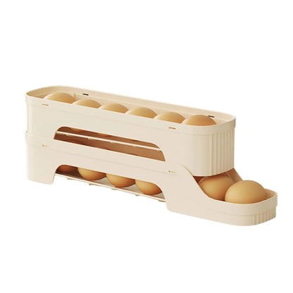 Durable Slide Organizer Automatic Egg Roller Large Capacity Space Saving Refrigerator Egg Storage Box Egg Organiser Kitchen