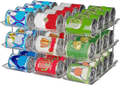 Can Storage Organiser for Pantry ,Adjustable Height and Width Canned Goods Organiser, Soup Can Organiser Holds up to 36 Cans Food Dispenser Holder for Fridge,Kitchen Cabinet , 3 Tier(3 * 3)